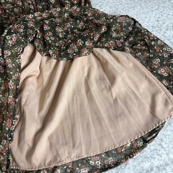 Zara Floral Beaded Mini Dress Small Peasant BOHO Festive Ruffle Smocked - Picture 10 of 15